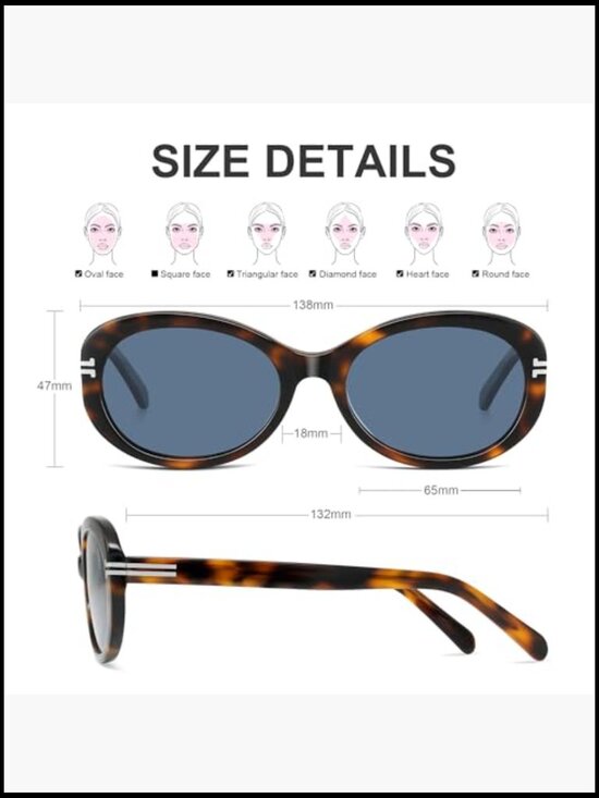 Polarized Square Sunglasses UV400 Protection Acetate Frame Trendy Shades